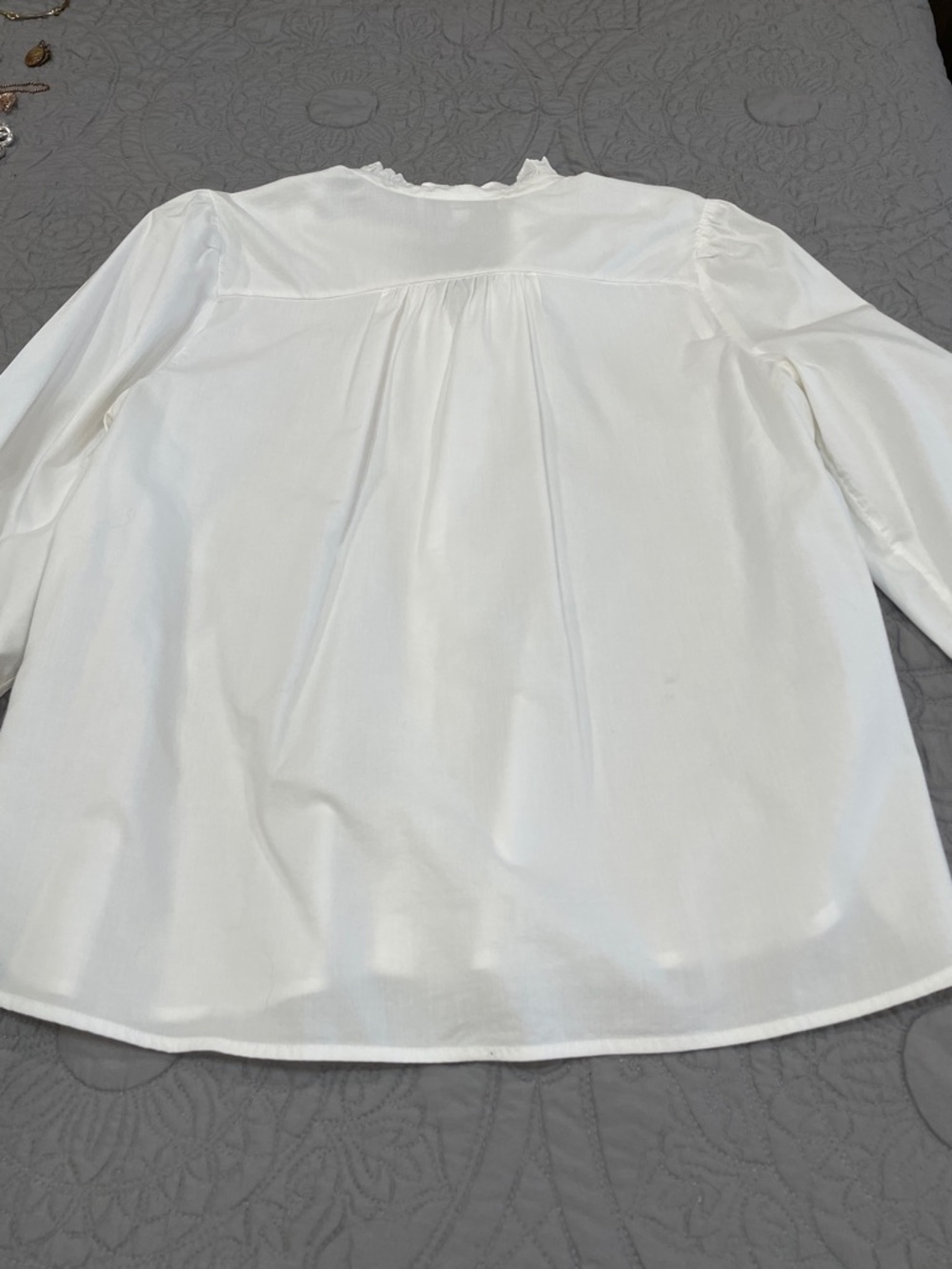LOFT White Ruffle-Trim Blouse MP - Picture 7 of 11